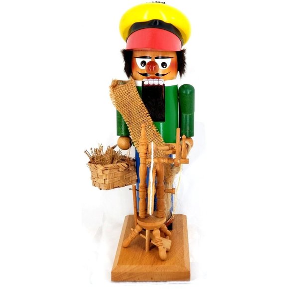 Nutcracker Steinbach LINEN WEAVER Signed Christian Spinning Wheel Turns 1994 Box - Picture 1 of 13